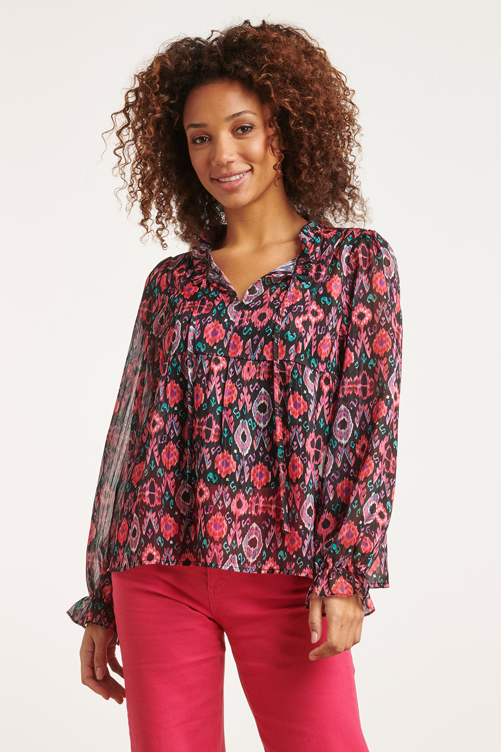 Top fluido de gasa Smashed Lemon, negro