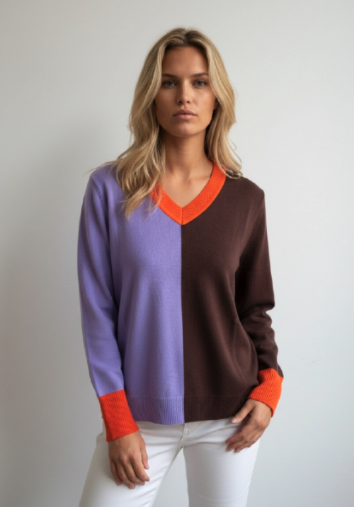 JERSEY CUELLO PICO INTARSIA
