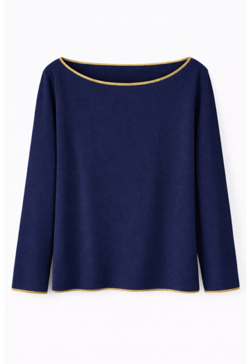 Camiseta cinta oro barco Azul marino
