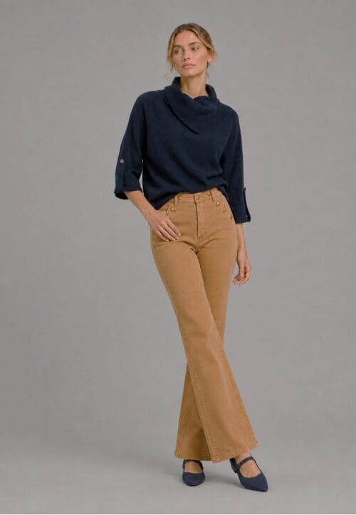 Pantalón cropped Camel