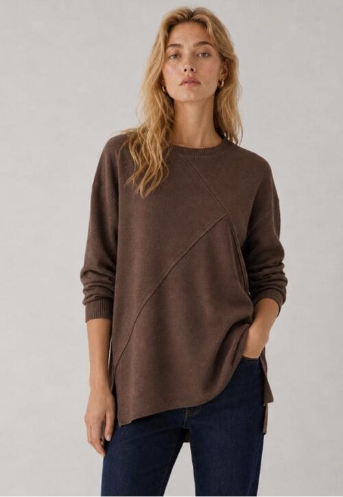 Sudadera punto cortes Marrón