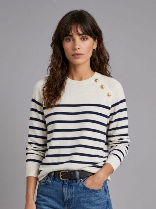 Jersey rayas botones essential Azul marino